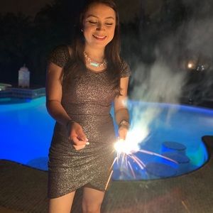 Shimmery black and gold specked dress